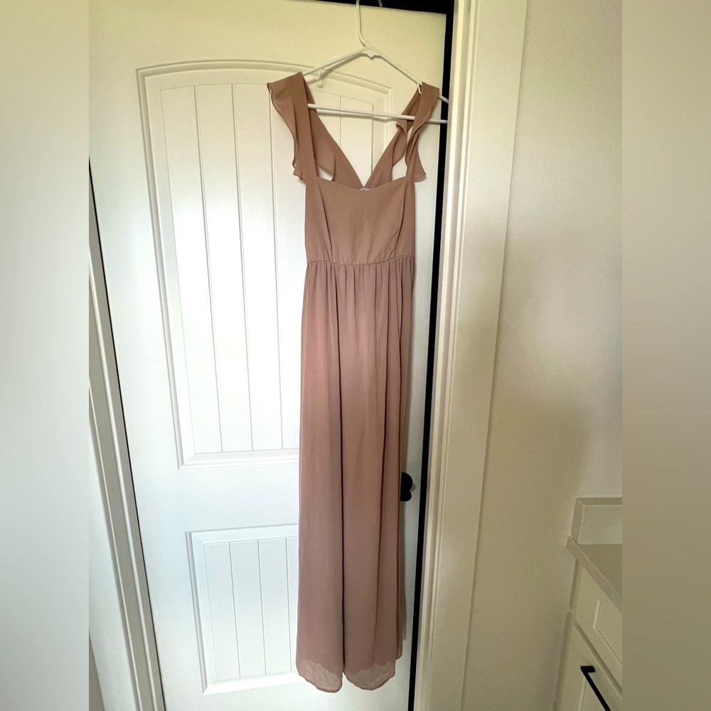 Show Me Your Mumu Soft Beige Chiffon Maxi Dress